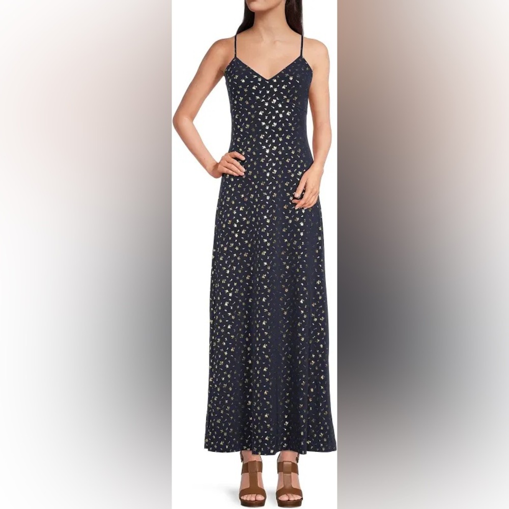 Michael Kors Foil Navy Maxi Dress